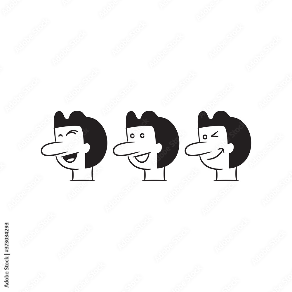 human face avatars and comic characters on white background human face avatars and comic characters on white background
