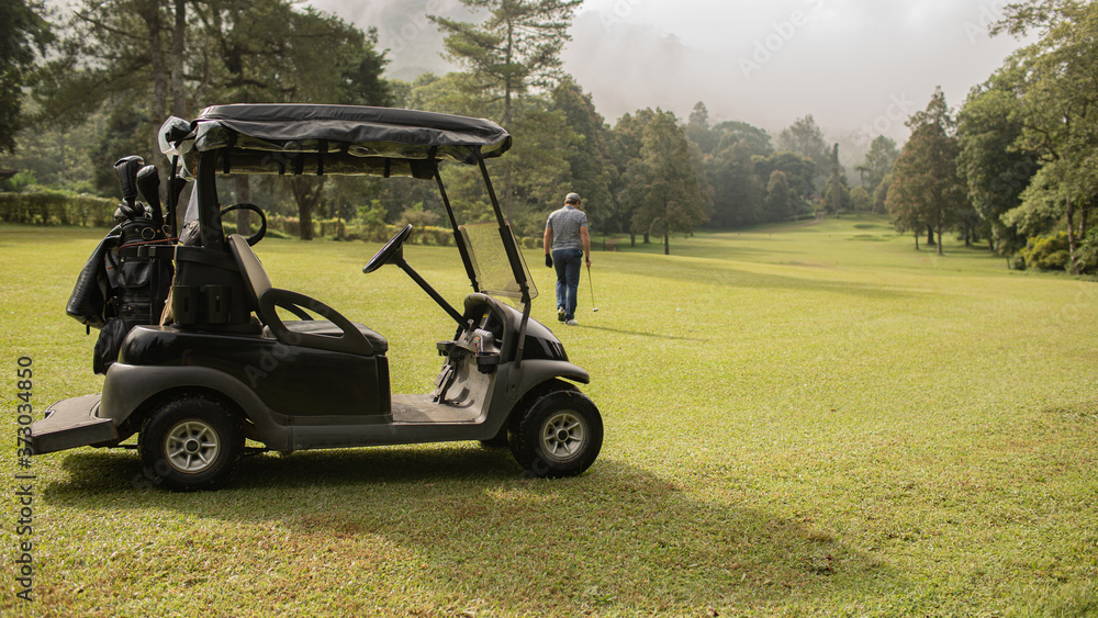 A person playing golf.