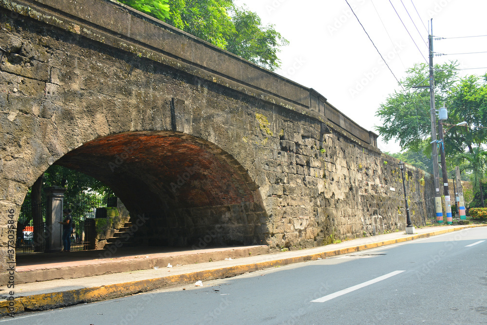 Tunnel bridge rampart at Intramuros walled city in Manila, Philippines