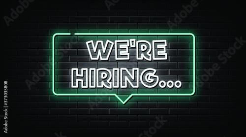 We are hiring neon sign, neon style vector