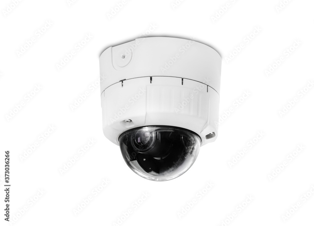 Modern public CCTV camera on wall isolated on white background. Intelligent recording cameras for monitoring all day and night. Concept of surveillance and monitoring with clipping path copy space. Modern public CCTV camera on wall isolated on white background. Intelligent recording cameras for monitoring all day and night. Concept of surveillance and monitoring with clipping path copy space.