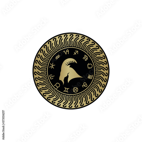 Creative digital illustration of astrological sign Aries. zodiac astrology circle with zodiac aries signs.