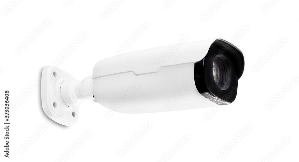 Modern public CCTV camera on wall isolated on white background. Intelligent reccording cameras for monitoring all day and night. Concept of surveillance and monitoring with clipping path copy space. Modern public CCTV camera on wall isolated on white background. Intelligent reccording cameras for monitoring all day and night. Concept of surveillance and monitoring with clipping path copy space.