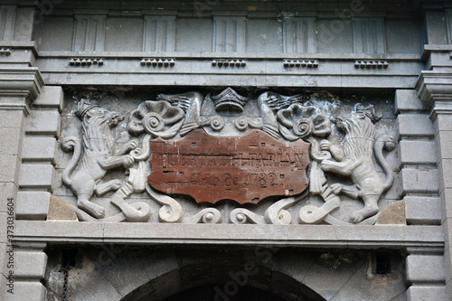 Puerta del Parian sign at Intramuros walled city in Manila, Philippines