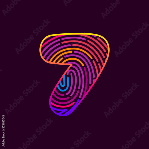 Number seven fingerprint colorful logo.