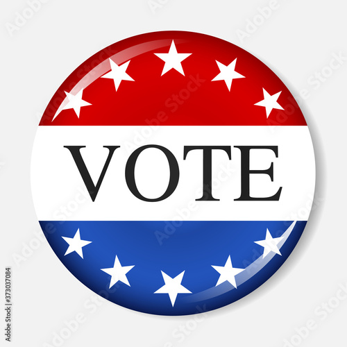 2020 United States of America presidential election pinback button design template. Voting 2020 vector illustration icon isolated on white background.