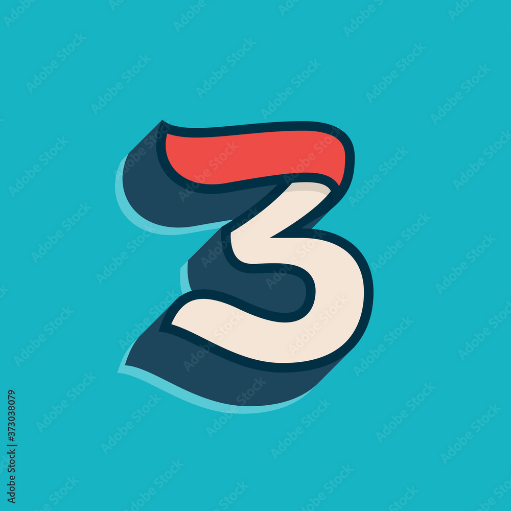 Number three logo in classic sport style. Number three logo in classic sport style.