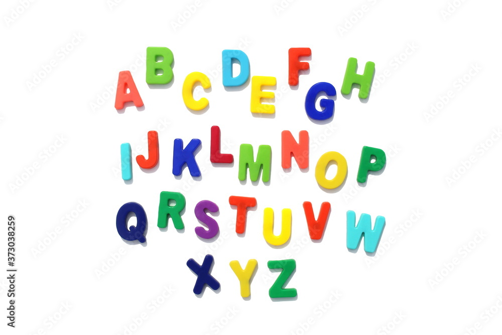 EngEnglish alphabet laid out in correct order on a white backgroundlish alphabet laid out in correct order on a white background
