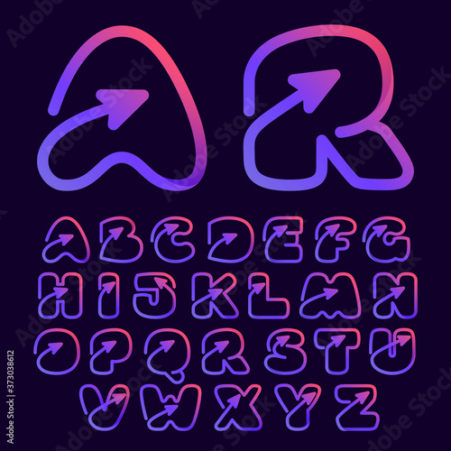 Arrow multimedia and play line alphabet.