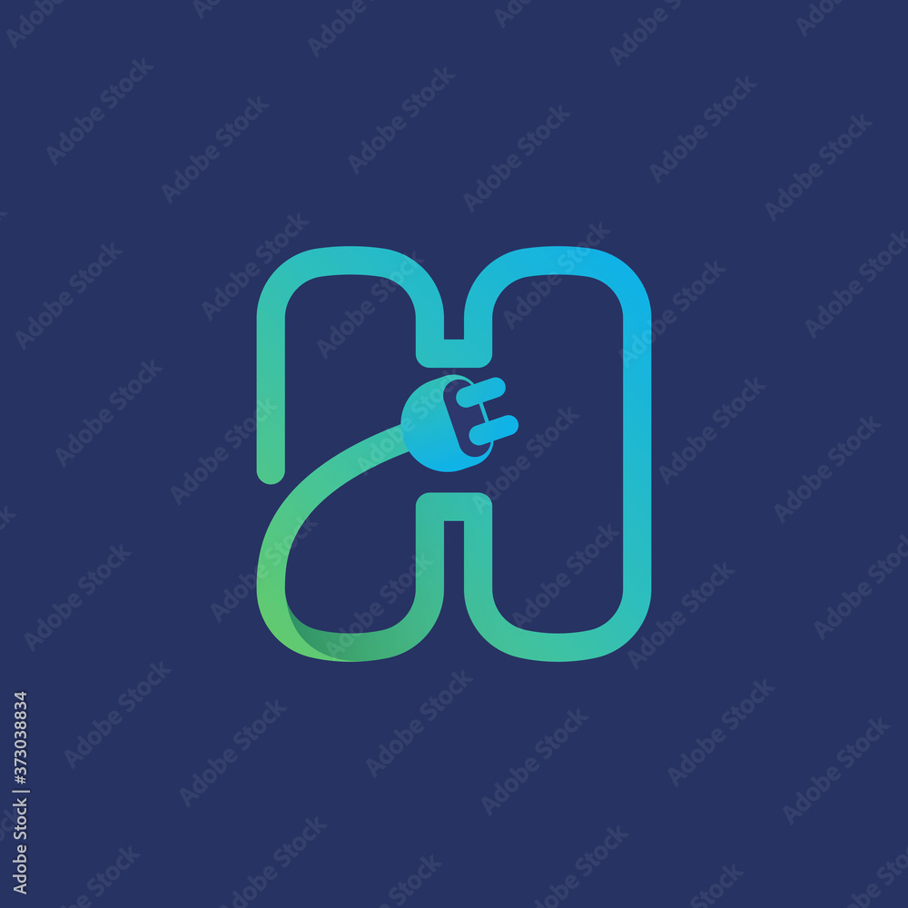 H letter logo made of plug cable. H letter logo made of plug cable.