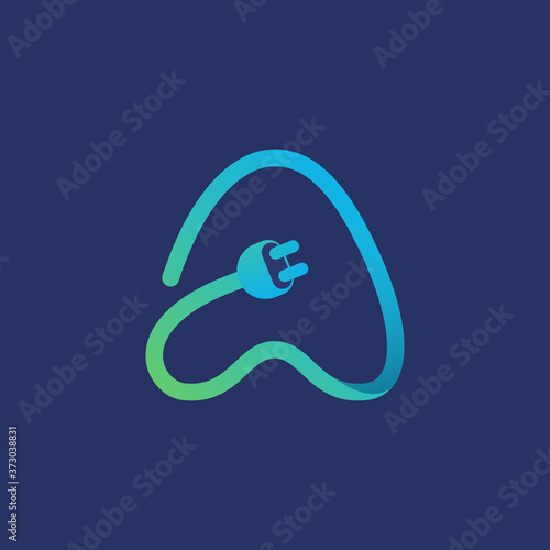 Letter A logo made of plug cable.