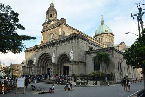 Manila Cathedral facade at Intramuros walled city in Manila, Philippines