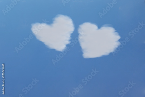 Love Is In The Air Couple Hearts Blue Sky Background