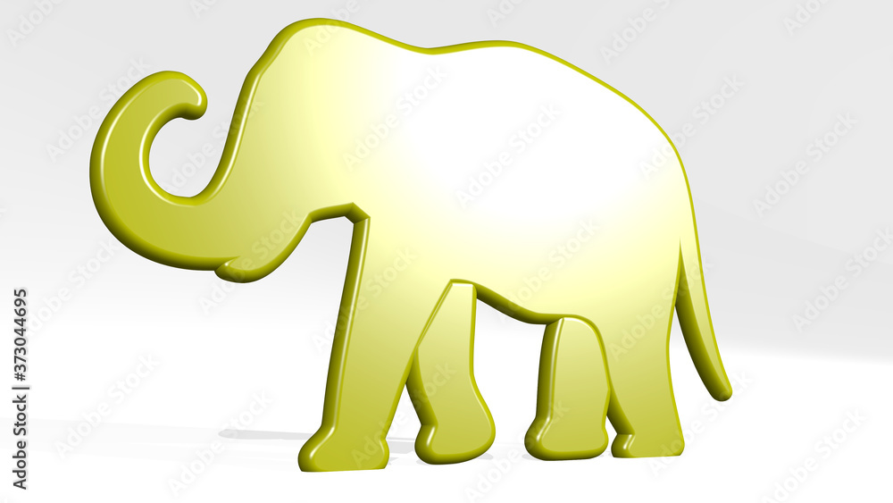 elephant 3D icon casting shadow, 3D illustration elephant 3D icon casting shadow, 3D illustration