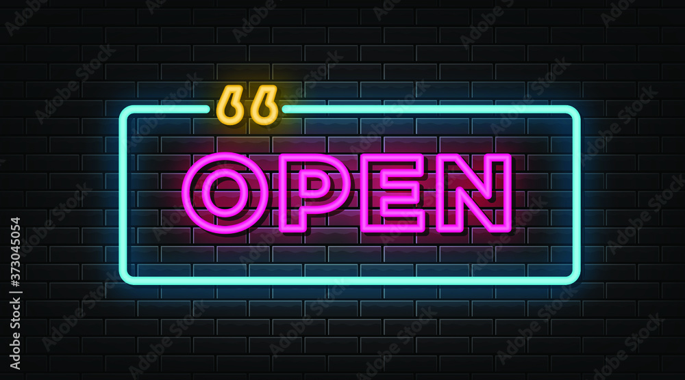Obraz premium Open neon sign, neon style