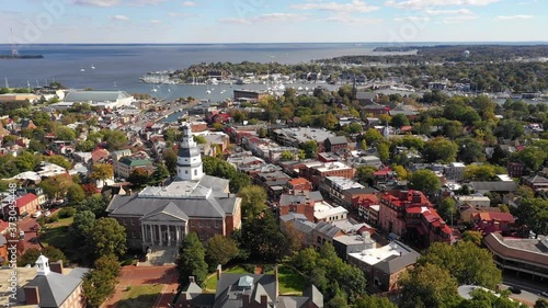 Aerial Harbor View Military Academy Annapolis Capital City of Maryland photo