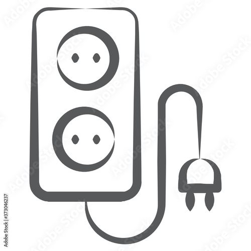 
Power supply via extension cord, line icon
