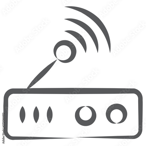 
Signal router icon in linear style, modem 
