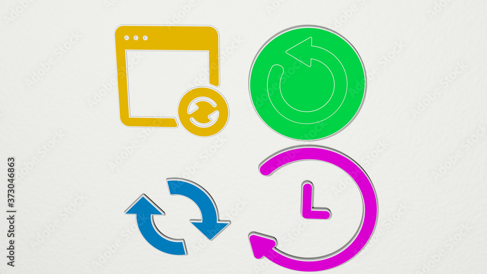 refresh colorful set of icons, 3D illustration refresh colorful set of icons, 3D illustration