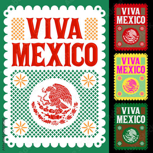 Viva Mexico Mexican holiday vector poster, street decoration illustration.