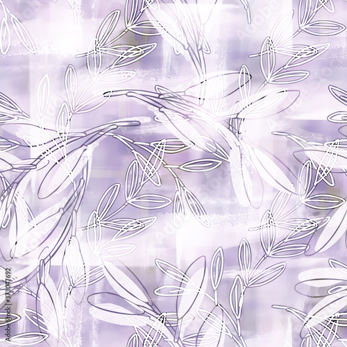 Floral Seamless Pattern on Abstract Background. Hand Painted Illustration.