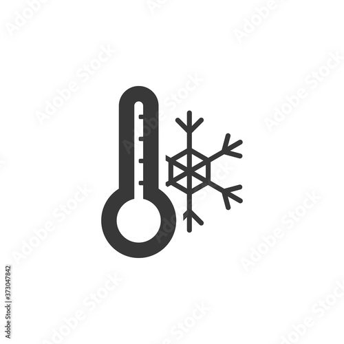 Thermometer. Winter temperature. Snowflake. Isolated icon. Weather vector illustration
