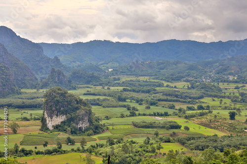 Mountain view point in a small village of Thailand