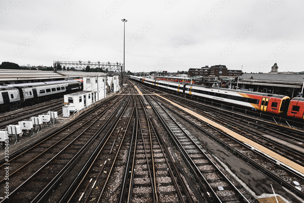 railway bridge in the city of clapham junction in united kingdom railway bridge in the city of clapham junction in united kingdom