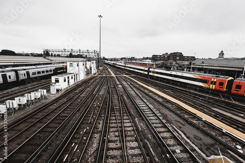 railway bridge in the city of clapham junction in united kingdom
