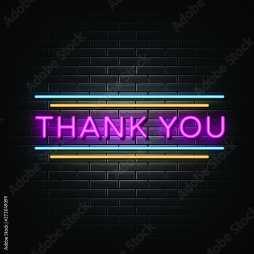 Thank you neon sign, neon style 