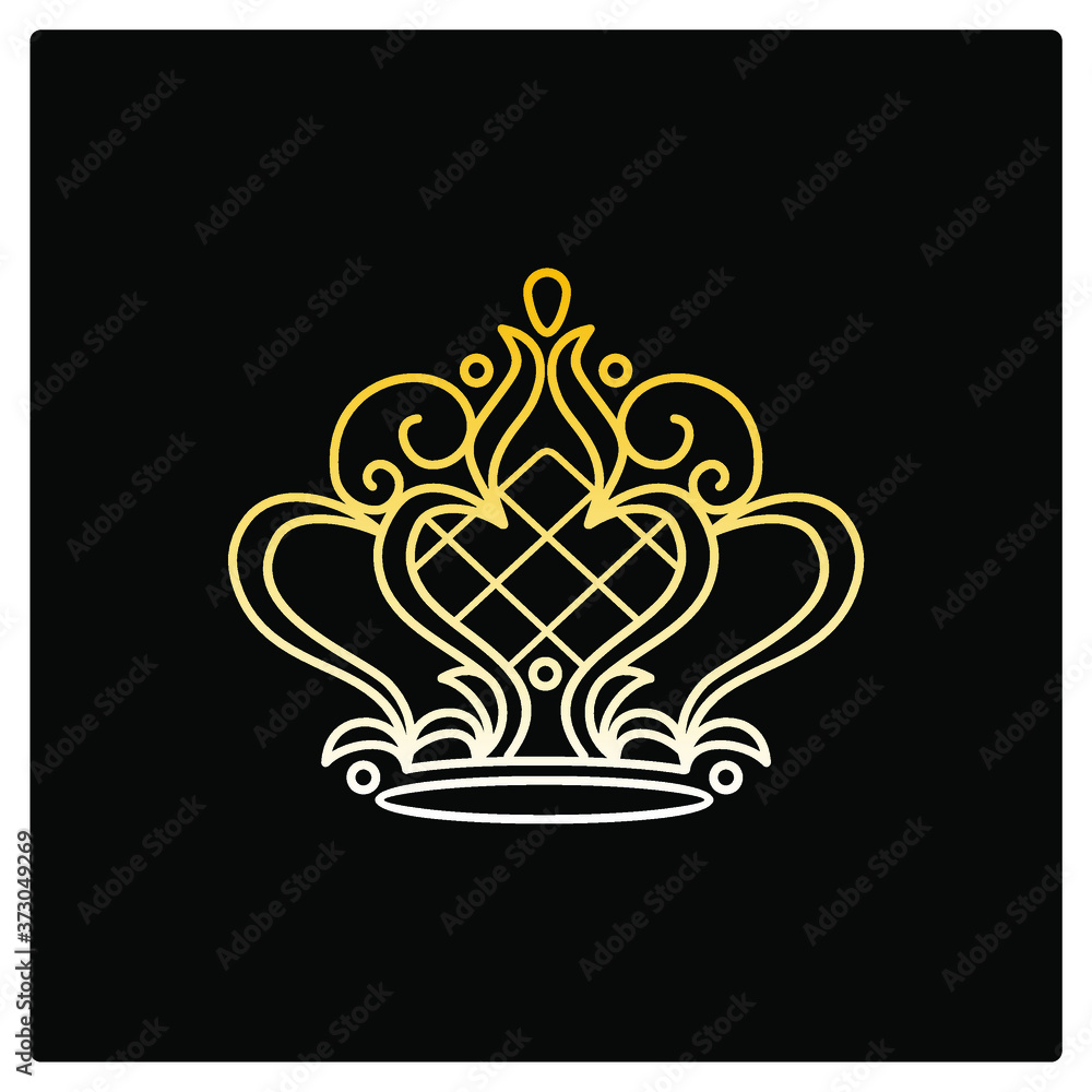 Obraz premium golden crown vector icon in outline