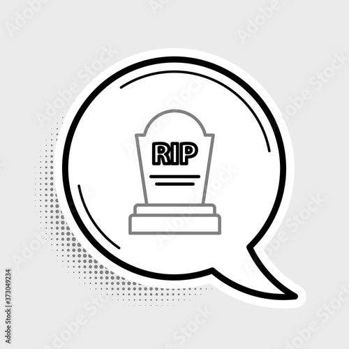 Line Tombstone with RIP written on it icon isolated on grey background. Grave icon. Colorful outline concept. Vector.