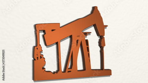 oil production 3D drawing icon, 3D illustration photo