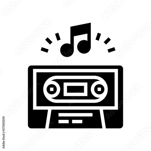 audio guide cassette glyph icon vector. audio guide cassette sign. isolated contour symbol black illustration