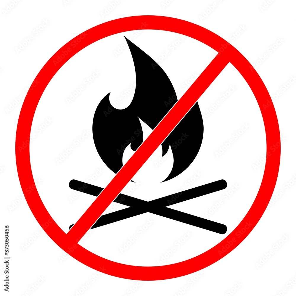 No Fire sign. Prohibition open flame symbol. No Fire sign. Prohibition open flame symbol.