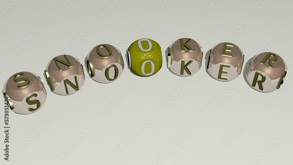 SNOOKER text of dice letters with curvature, 3D illustration SNOOKER text of dice letters with curvature, 3D illustration