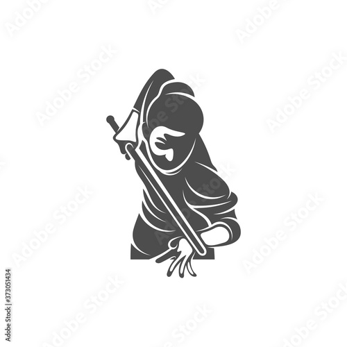 Player Billiards logo design vector. Illustration. Silhouette Player Billiard
