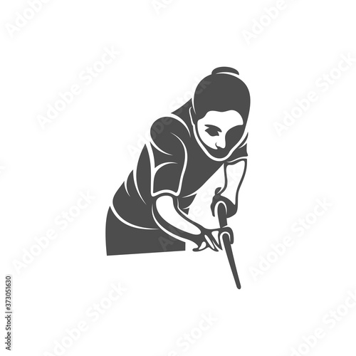 Player Billiards logo design vector. Illustration. Silhouette Player Billiard