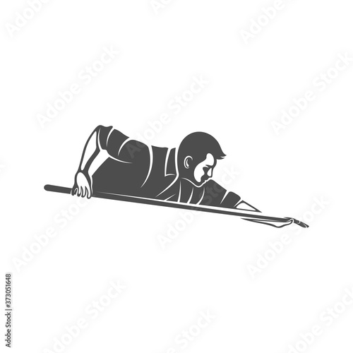 Player Billiards logo design vector. Illustration. Silhouette Player Billiard