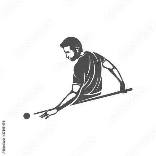 Player Billiards logo design vector. Illustration. Silhouette Player Billiard