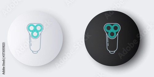 Line Electric razor blade for men icon isolated on grey background. Electric shaver. Colorful outline concept. Vector.