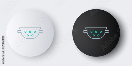 Line Kitchen colander icon isolated on grey background. Cooking utensil. Cutlery sign. Colorful outline concept. Vector.