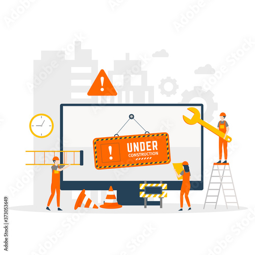 Flat design under construction concept.  Illustration for websites, landing pages, mobile applications, posters and banners