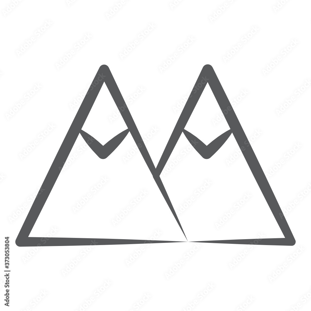 Linear icon of hills, hilltop peaks
Linear icon of hills, hilltop peaks