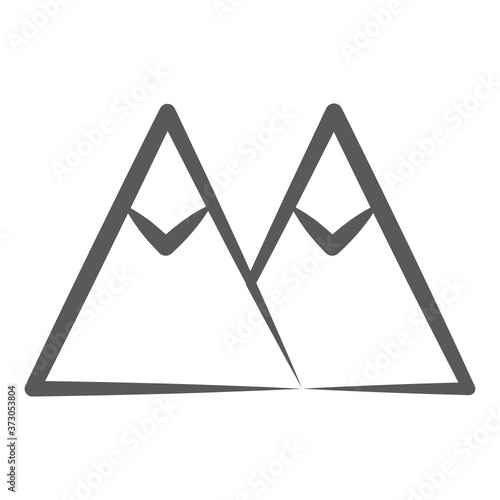 
Linear icon of hills, hilltop peaks
