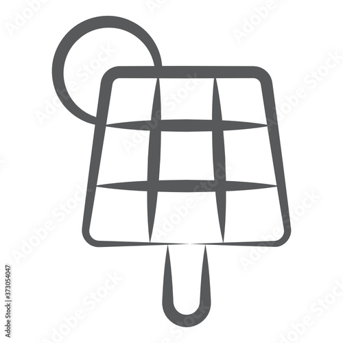
Line stroke icon of solar panel, sun with panel plate
