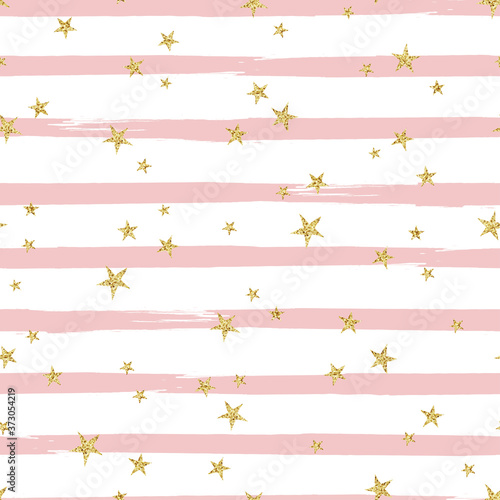 Elegant and modern seamless pattern with glitter stars, great for textiles, banners, wallpapers, New Years, Christmas, Birthdays - vector design