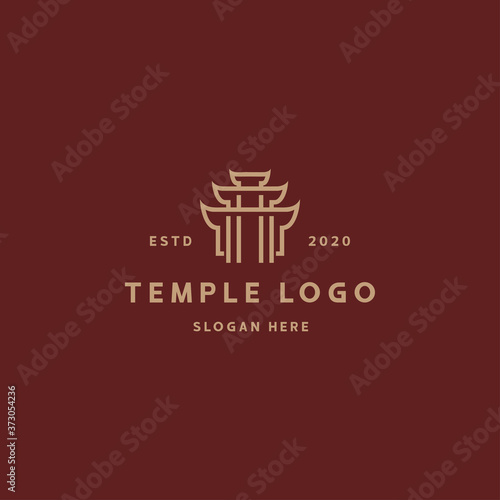 Temple logo retro vintage design vector template
