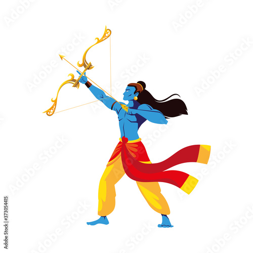 lord ram cartoon with bow and arrow vector design