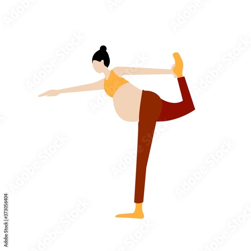 Flat vector of pregnant woman doing yoga.